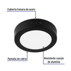LUMINARIO LED TIPO PLAFÓN 6W, REDONDO, LUZ DE DÍA, NEGRO 47395 *