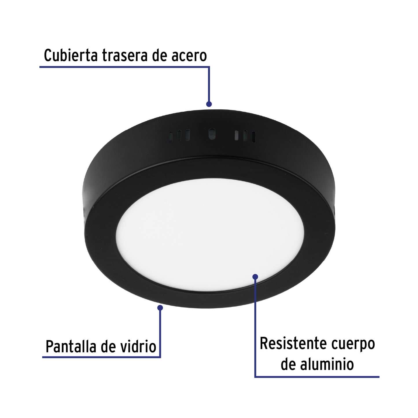 LUMINARIO LED TIPO PLAFÓN 6W, REDONDO, LUZ DE DÍA, NEGRO 47395 *