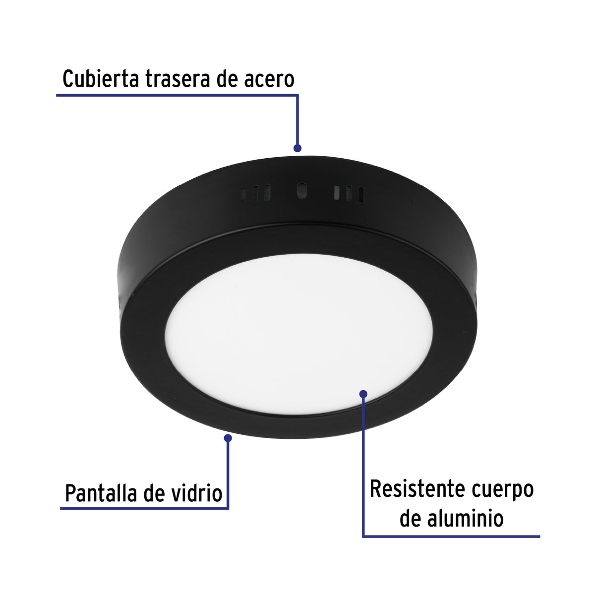 LUMINARIO LED TIPO PLAFÓN 6W, REDONDO, LUZ DE DÍA, NEGRO 47395 *