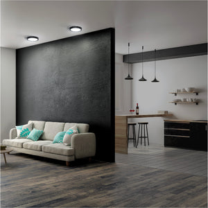 LUMINARIO LED TIPO PLAFÓN 12 W, REDONDO, LUZ DE DÍA, NEGRO 47396 P