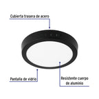 LUMINARIO LED TIPO PLAFÓN 12 W, REDONDO, LUZ DE DÍA, NEGRO 47396 *