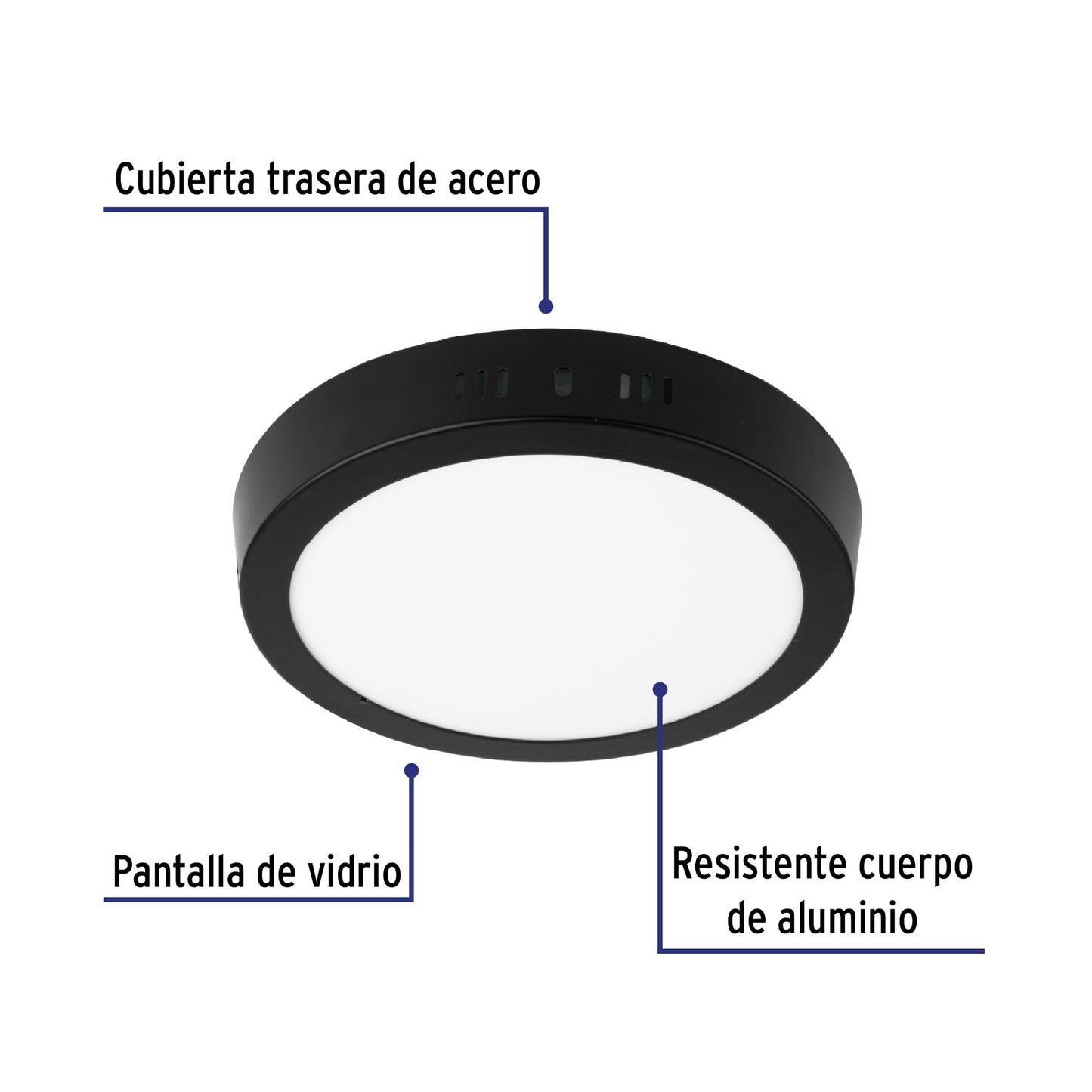 LUMINARIO LED TIPO PLAFÓN 12 W, REDONDO, LUZ DE DÍA, NEGRO 47396 *