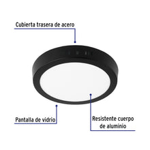 Cargar imagen en el visor de la galería, LUMINARIO LED TIPO PLAFÓN 12 W, REDONDO, LUZ DE DÍA, NEGRO 47396 P
