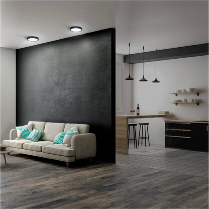 LUMINARIO LED TIPO PLAFÓN 18W, REDONDO, LUZ DE DÍA, NEGRO 47397 *