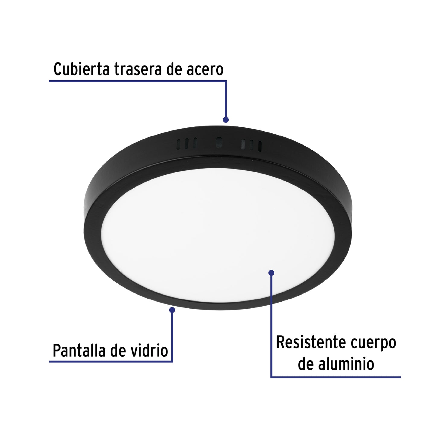 LUMINARIO LED TIPO PLAFÓN 18W, REDONDO, LUZ DE DÍA, NEGRO 47397 *