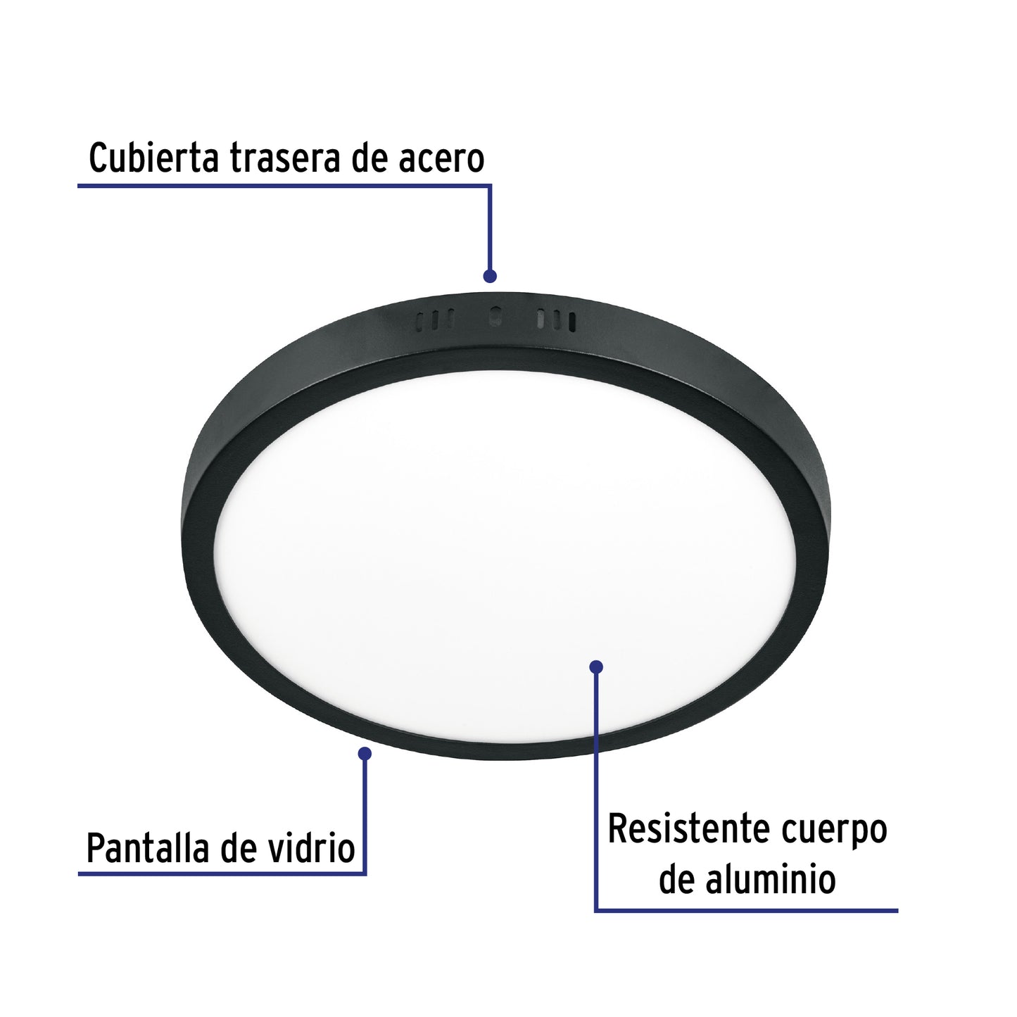 LUMINARIO LED 24W, REDONDO, LUZ DE DIA, NEGRO 47398 *