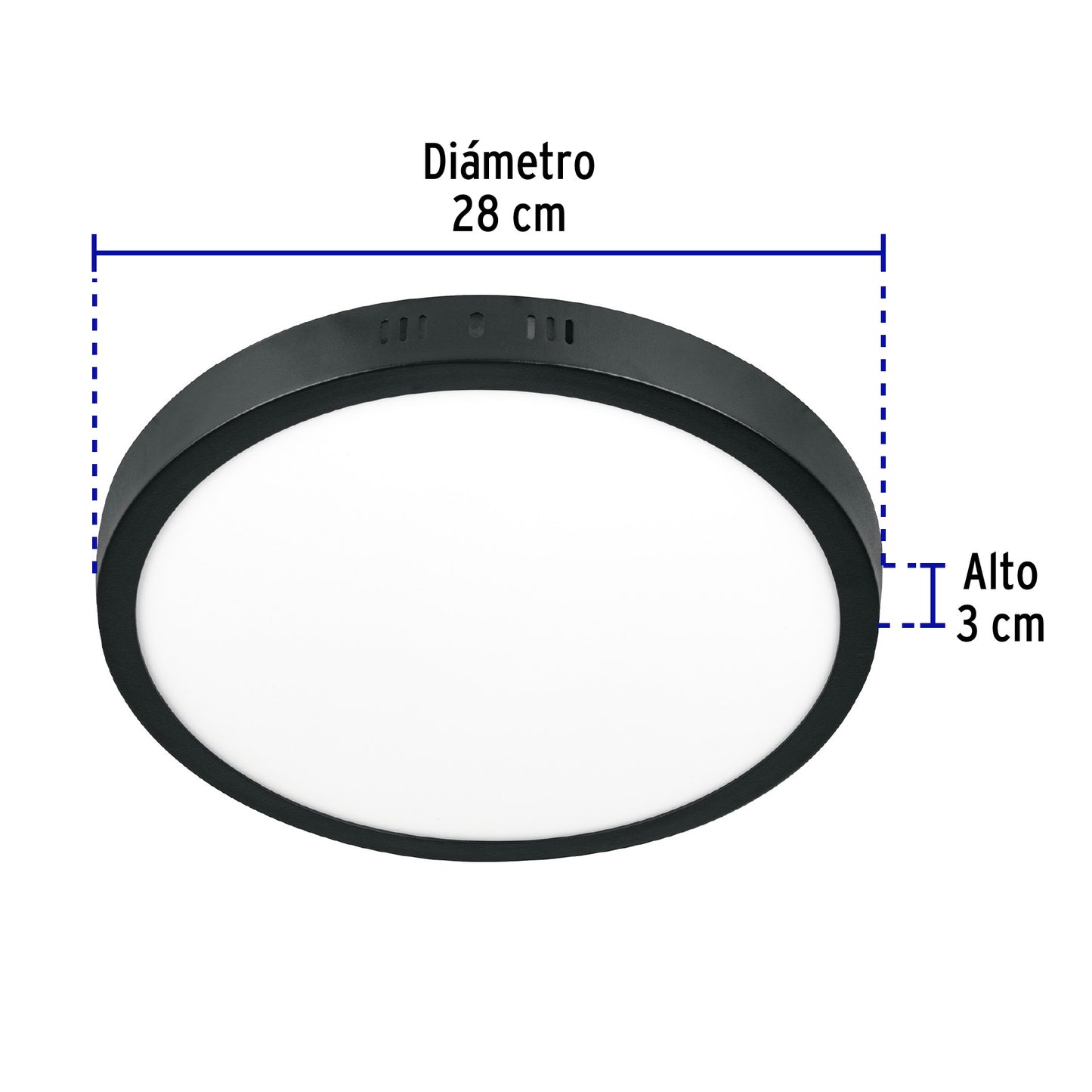 LUMINARIO LED 24W, REDONDO, LUZ DE DIA, NEGRO 47398 *