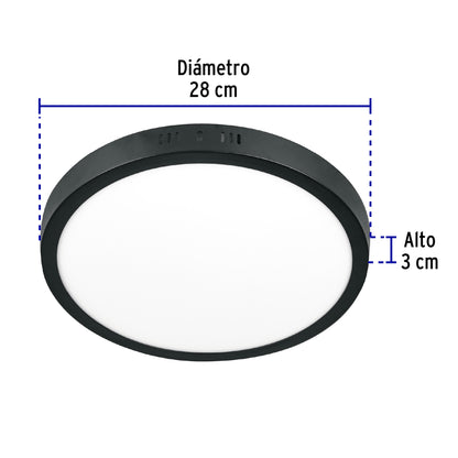LUMINARIO LED 24W, REDONDO, LUZ DE DIA, NEGRO 47398 *