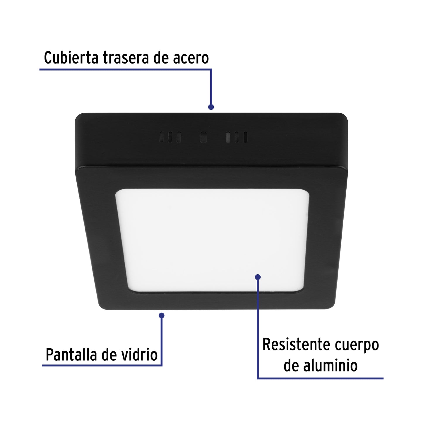 LUMINARIO LED TIPO PLAFON 6 W, CUADRADO, LUZ DE DÍA, NEGRO 47415 P