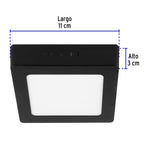 LUMINARIO LED TIPO PLAFON 6 W, CUADRADO, LUZ DE DÍA, NEGRO 47415 P