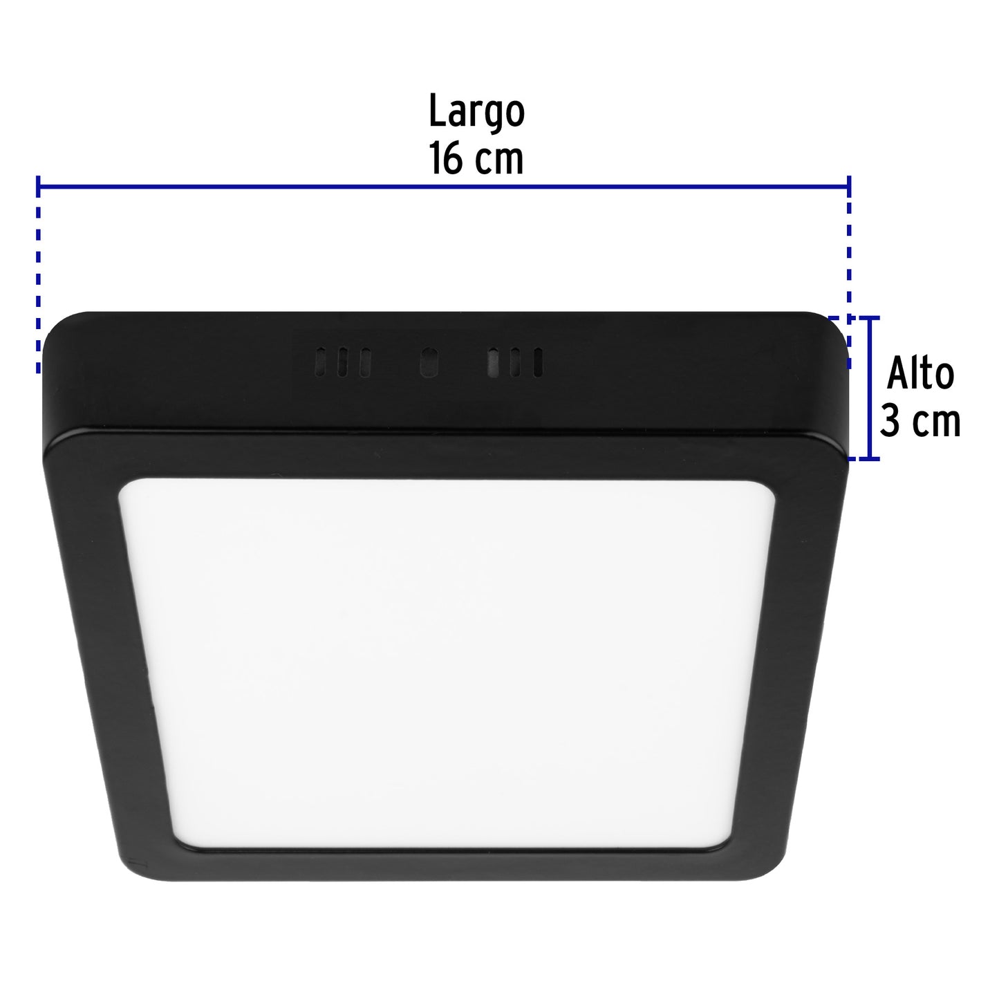 LUMINARIO LED TIPO PLAFÓN 12 W, CUADRADO, LUZ DE DIA, NEGRO 47416 *