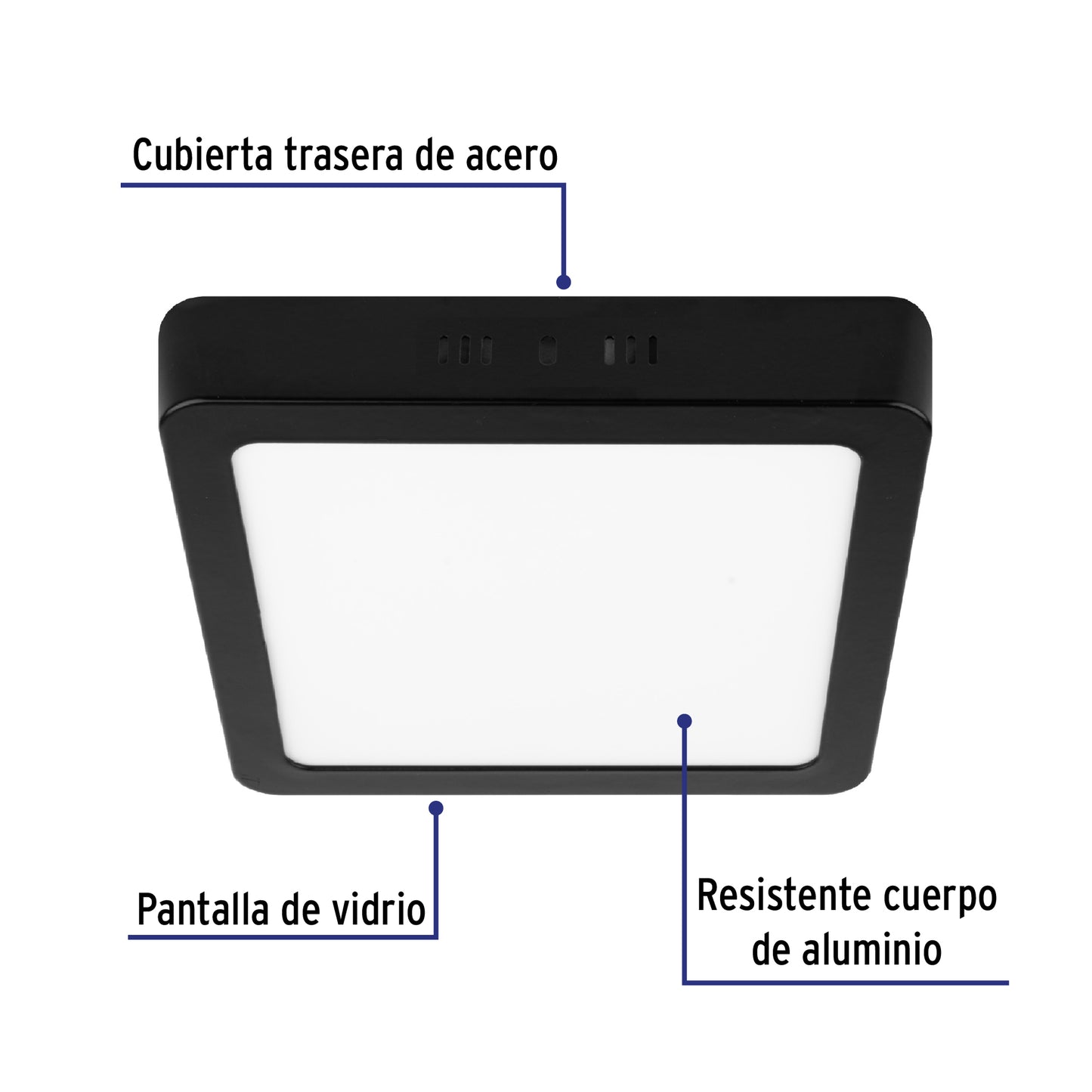 LUMINARIO LED TIPO PLAFÓN 18W, CUADRADO, LUZ DE DÍA, NEGRO 47417 *