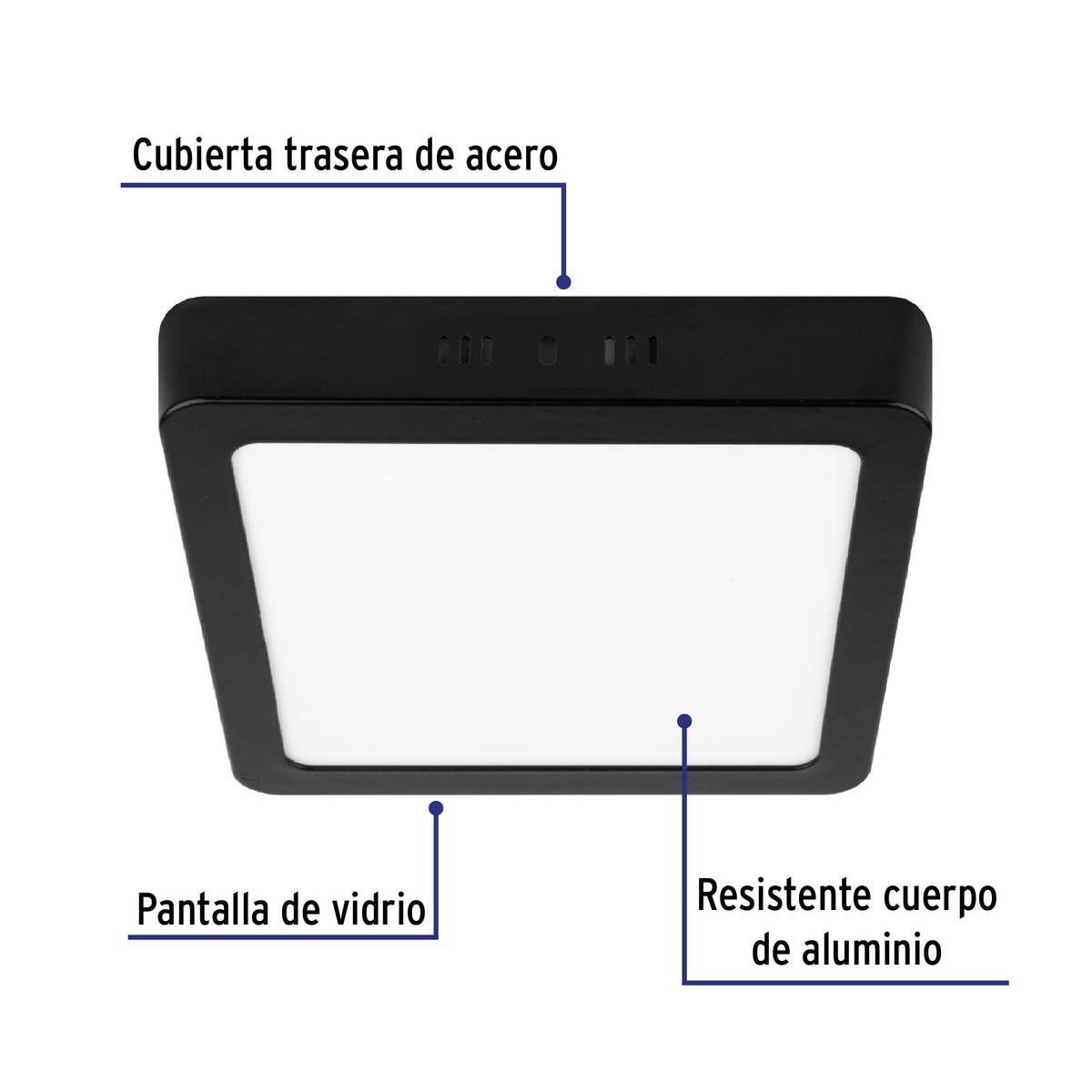 LUMINARIO LED TIPO PLAFÓN 18W, CUADRADO, LUZ DE DÍA, NEGRO 47417 *