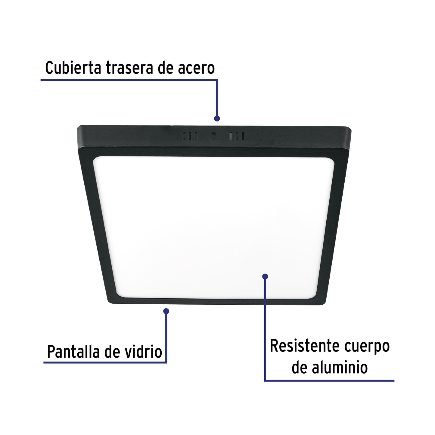 LUMINARIO LED TIPO PLAFÓN 24W, CUADRADO, LUZ DE DÍA, NEGRO 47418 *