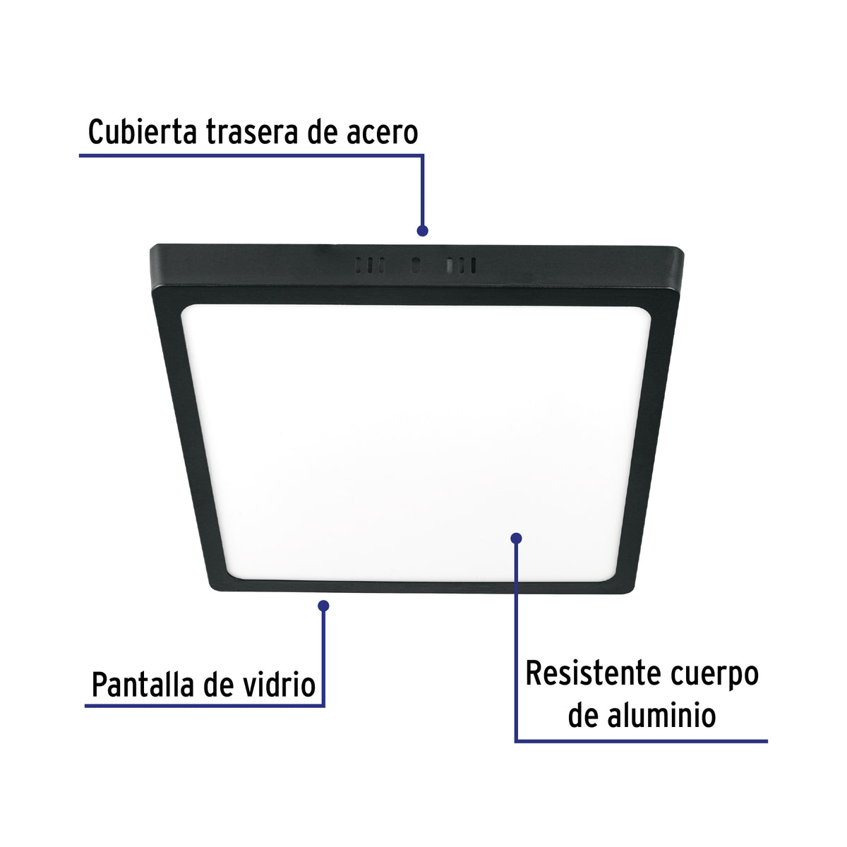 LUMINARIO LED TIPO PLAFÓN 24W, CUADRADO, LUZ DE DÍA, NEGRO 47418 *