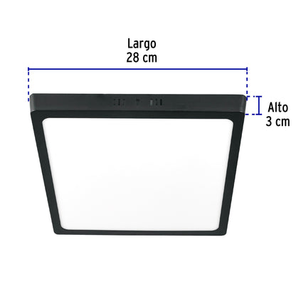 LUMINARIO LED TIPO PLAFÓN 24W, CUADRADO, LUZ DE DÍA, NEGRO 47418 *