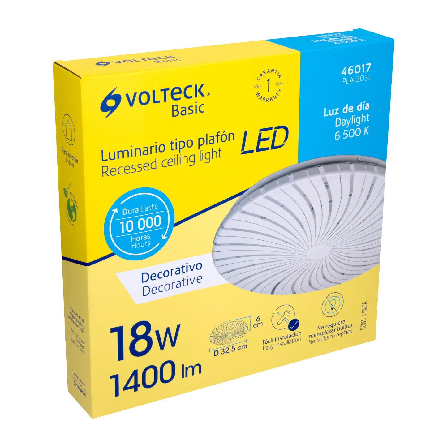 LUMINARIO DECORATIVO DE LED TIPO PLAFON 18W 46017 N
