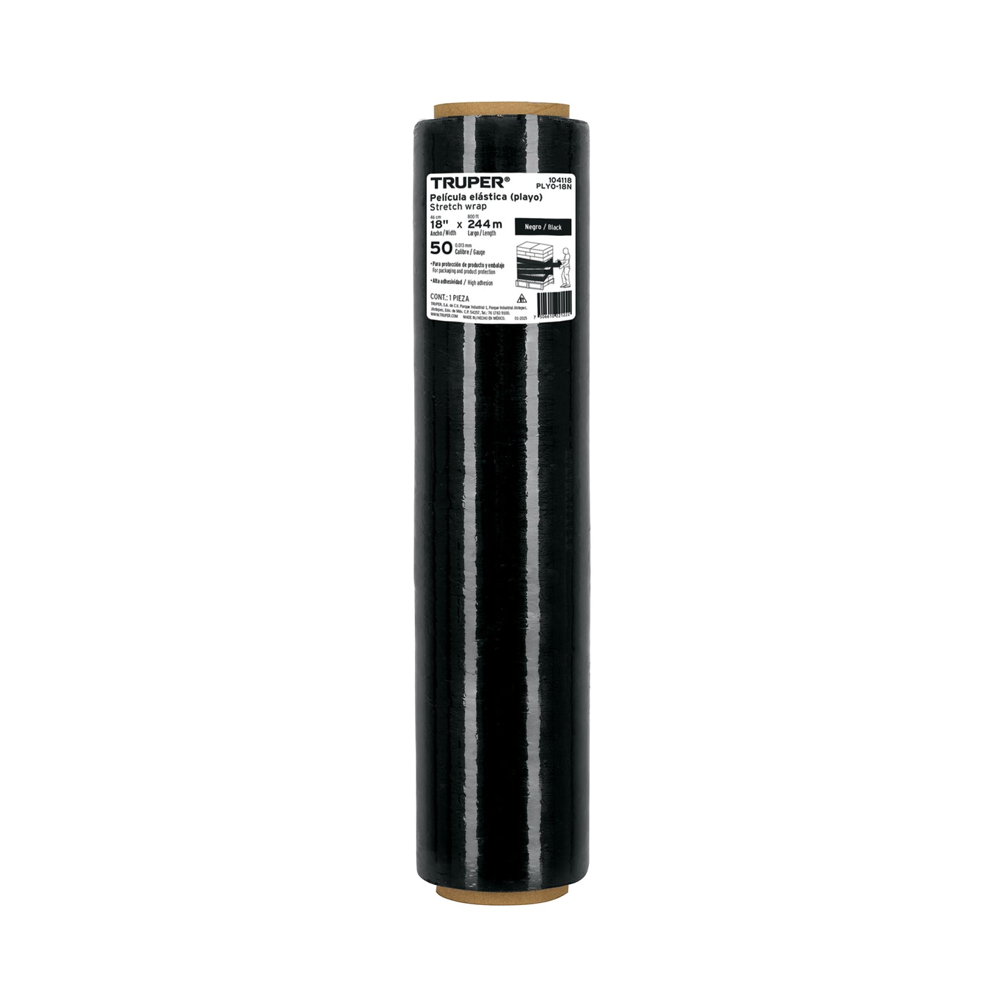 ROLLO DE 244M PELÍCULA PLÁSTICA NEGRA PLAYO 18", CAL 50 104118 *L