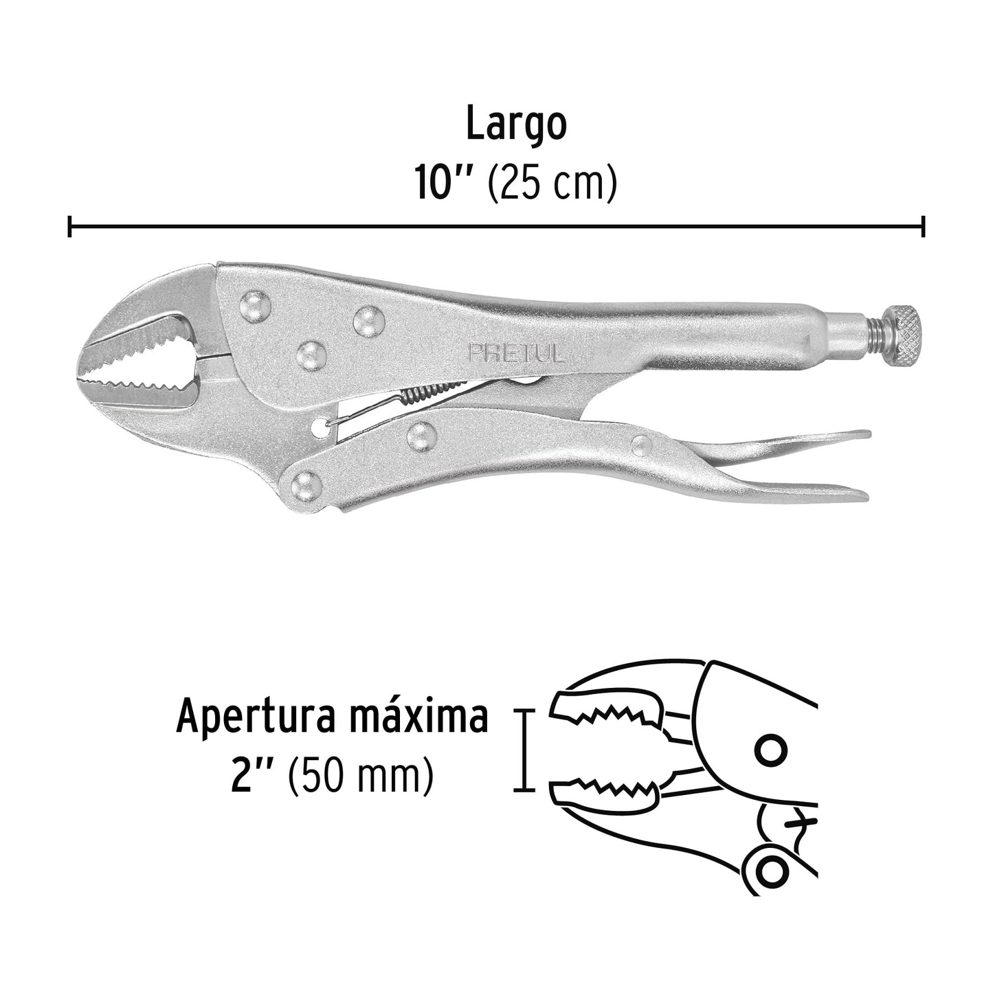 PINZA DE PRESION 10" MORDAZA RECTA, PRETUL 22702 *