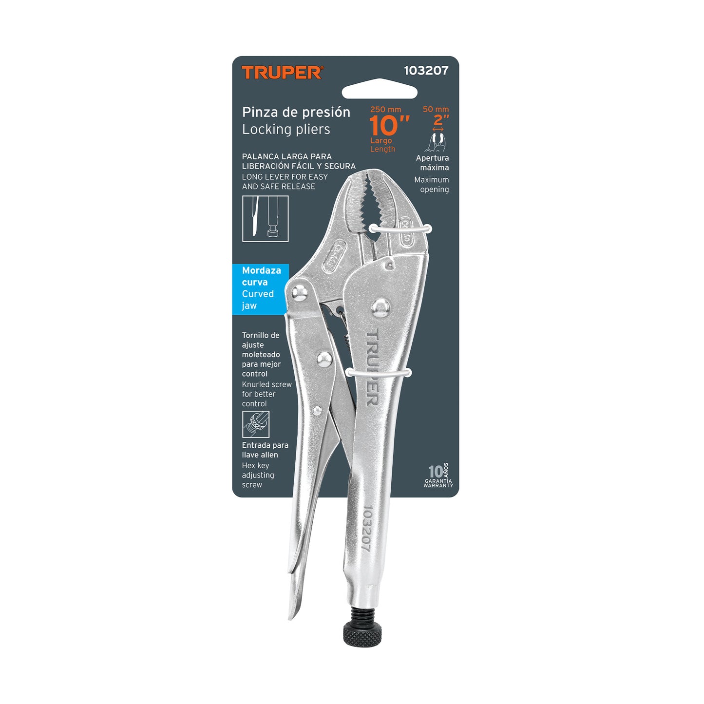PINZA DE PRESIÒN 10'' MORDAZA CURVA, TIPO JAPONÈS, TRUPER 103207 P