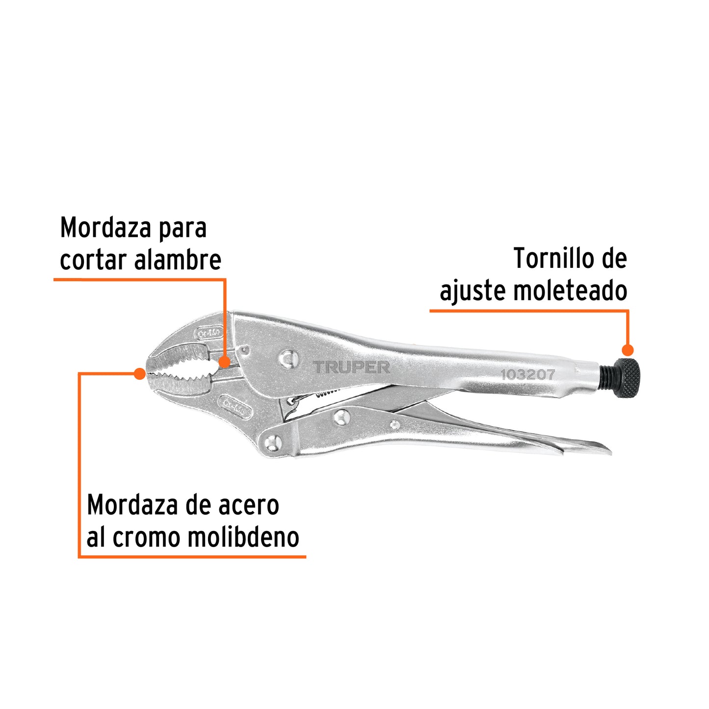 PINZA DE PRESIÒN 10'' MORDAZA CURVA, TIPO JAPONÈS, TRUPER 103207 P
