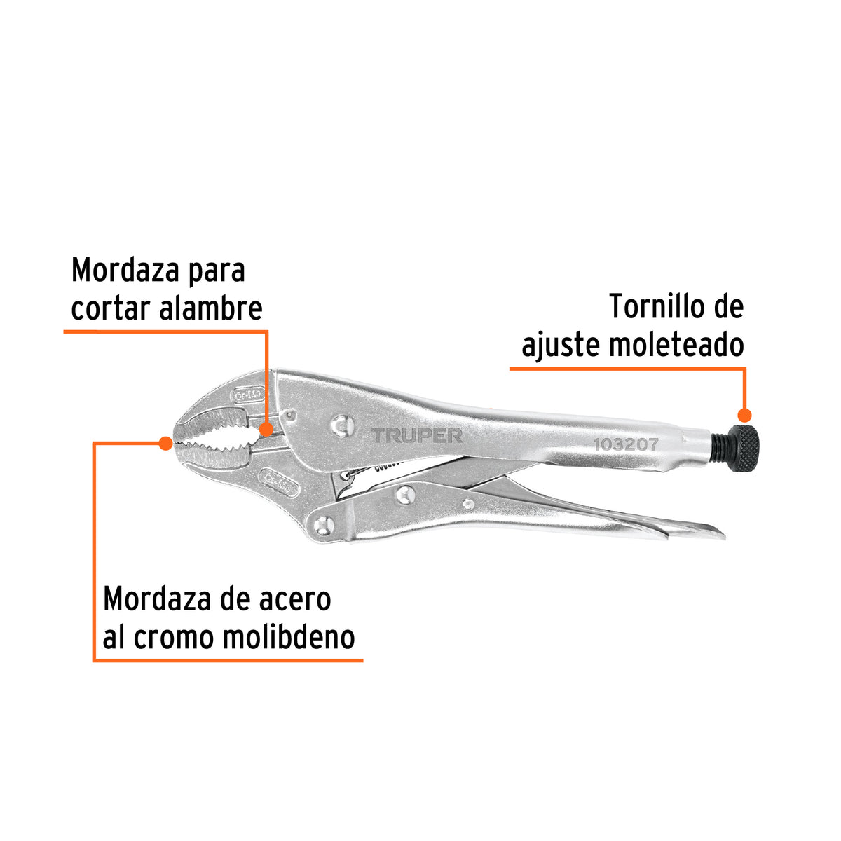 PINZA DE PRESIÒN 10'' MORDAZA CURVA, TIPO JAPONÈS, TRUPER 103207 P