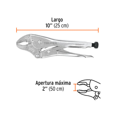 PINZA DE PRESIÒN 10'' MORDAZA CURVA, TIPO JAPONÈS, TRUPER 103207 P
