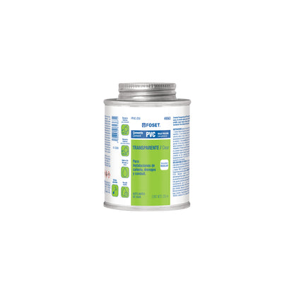 Cemento p/PVC, transparente, baja presión, lata 250ml, FOSET 49563