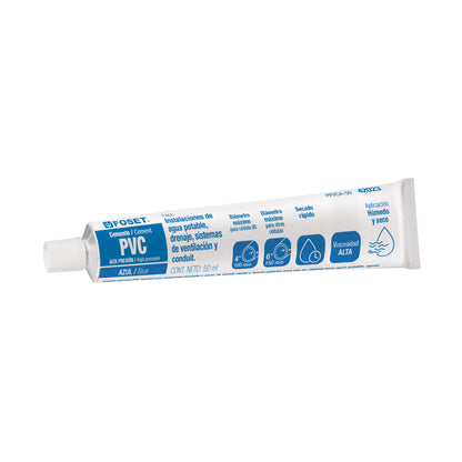 CEMENTO AZUL PARA PVC EN TUBO DE 50ML, ALTA PRESIÒN, FOSET 42023 *