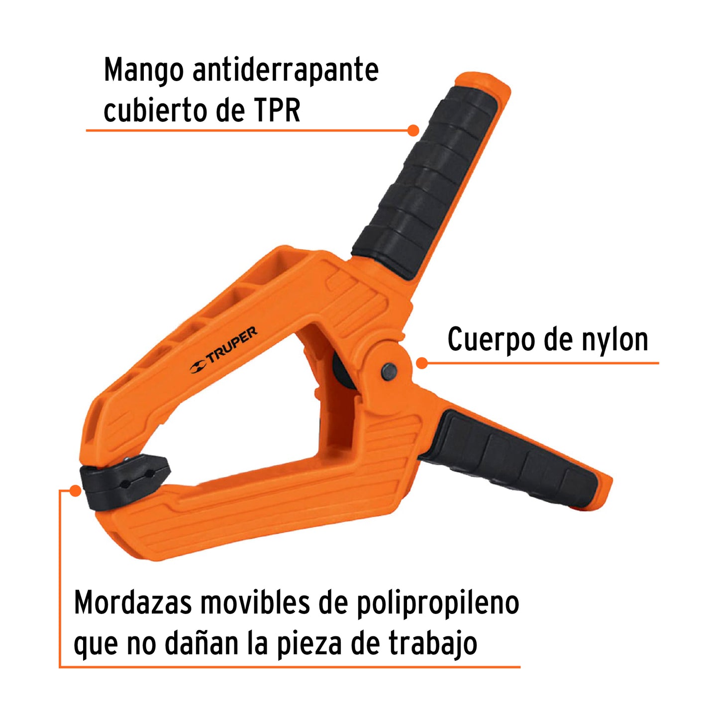 PRENSA DE RESORTE DE 8'', CUERPO DE NYLON CON MANGO DE TPR 17702 P