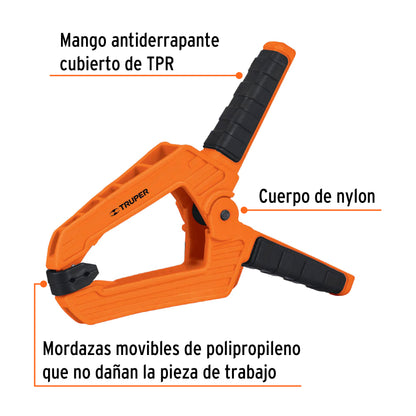 PRENSA DE RESORTE DE 8'', CUERPO DE NYLON CON MANGO DE TPR 17702 P