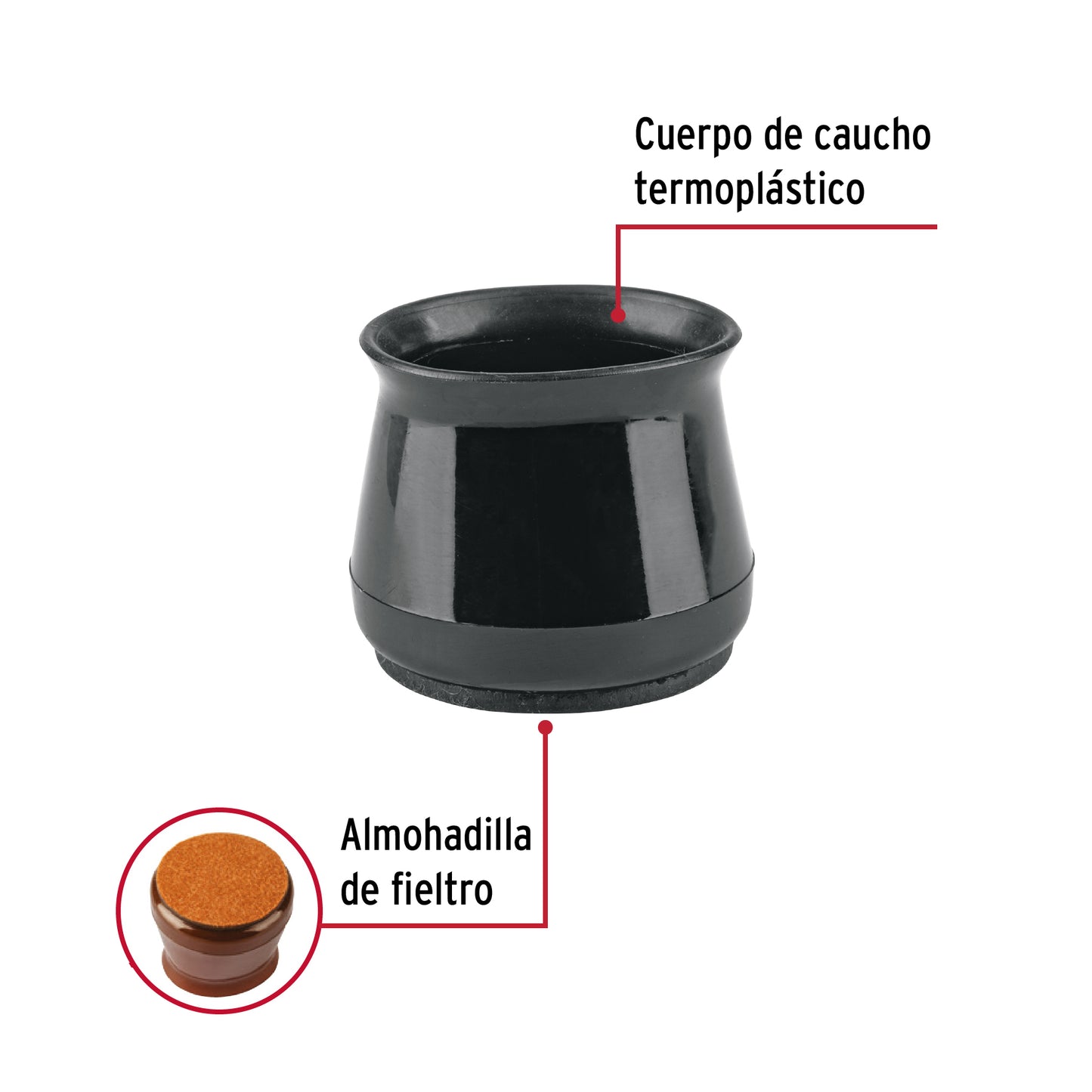 CAJA CON 24 PROTECTORES PARA PATAS DE SILLA, NEGRO 49847 *