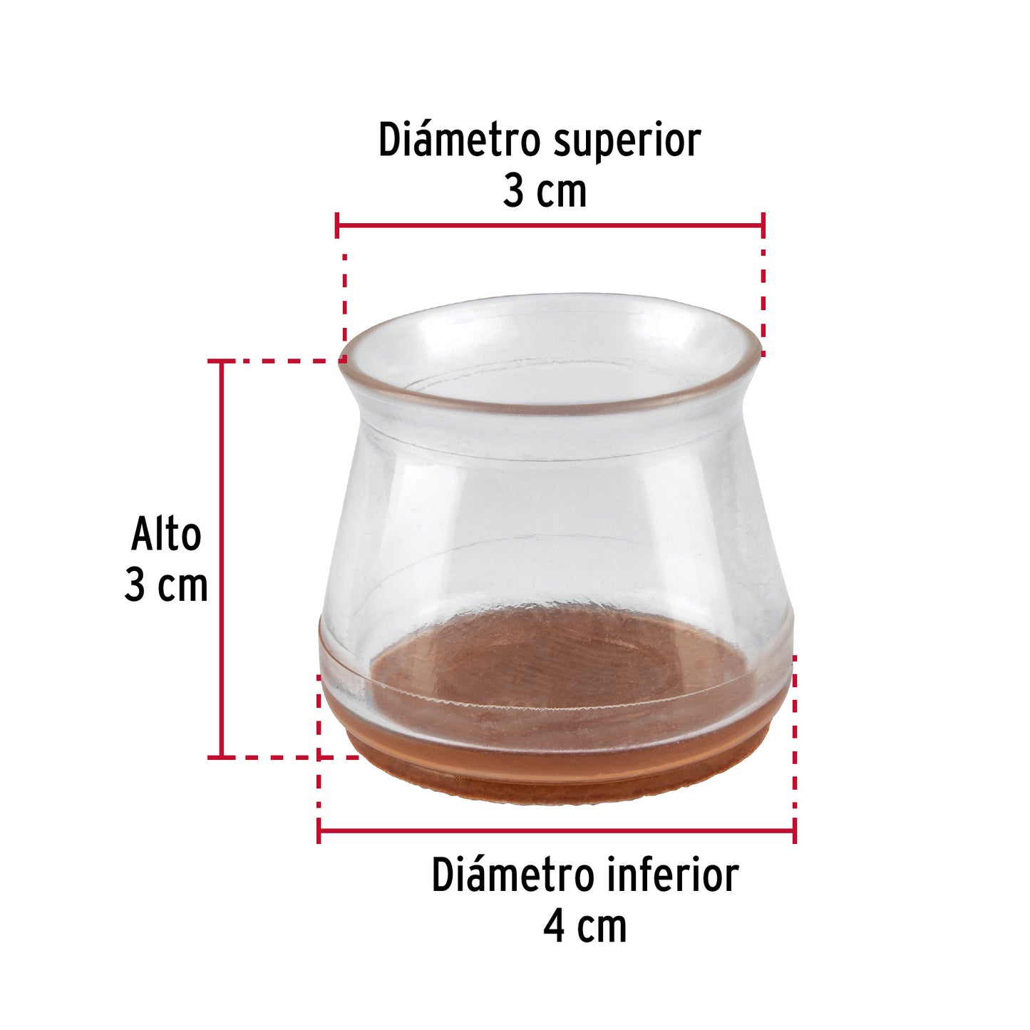 CAJA CON 24 PROTECTORES PARA PATAS DE SILLA, TRANSPARENTE 49846 *