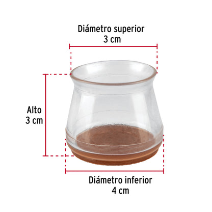 CAJA CON 24 PROTECTORES PARA PATAS DE SILLA, TRANSPARENTE 49846 *