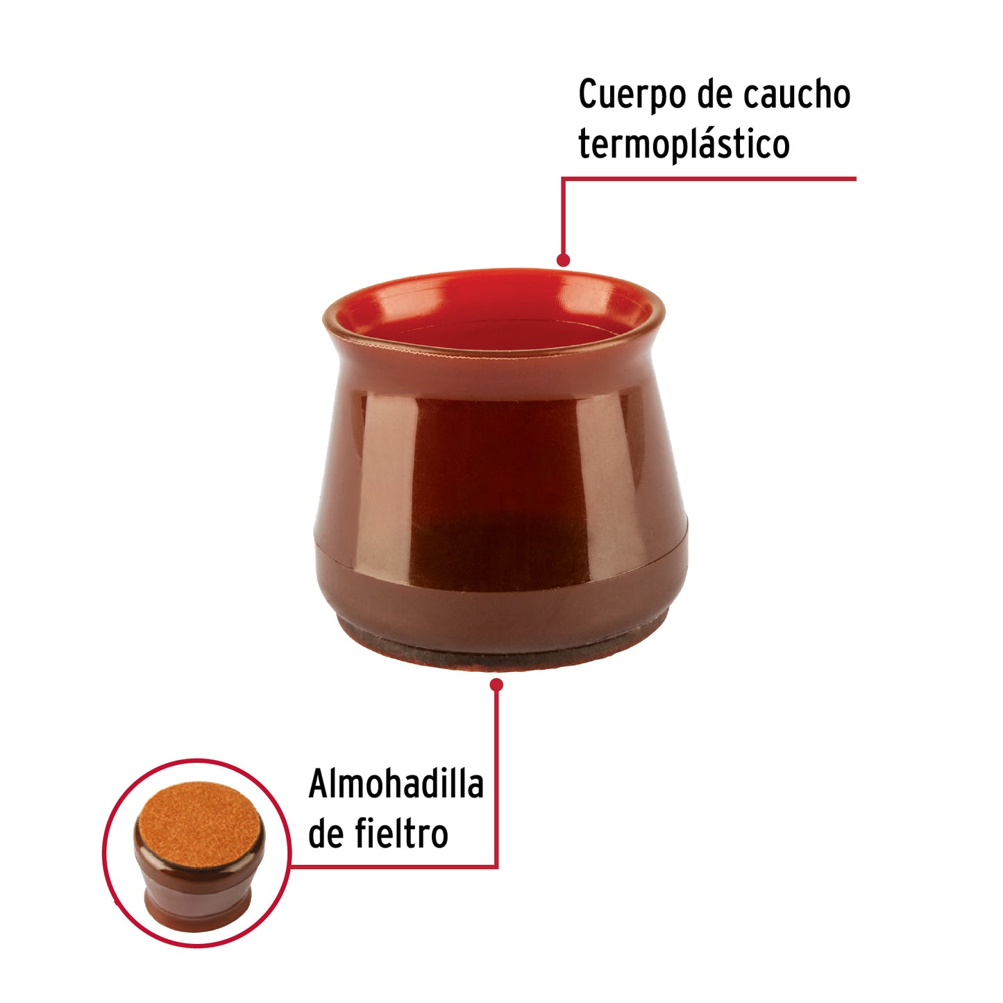 CAJA CON 24 PROTECTORES PARA PATAS DE SILLA, CAFÉ 49848 *