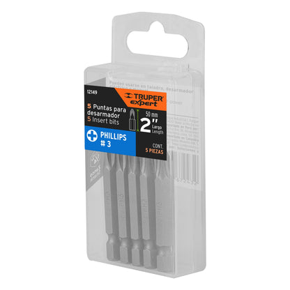 ESTUCHE CON 5 PUNTAS DE CRUZ PH3 LARGO 2", TRUPER EXPERT 12149 *