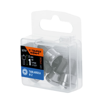 ESTUCHE CON 5 PUNTAS CRUZ PH2 MURO DE YESO LARGO 1'', EXPERT 12717 *