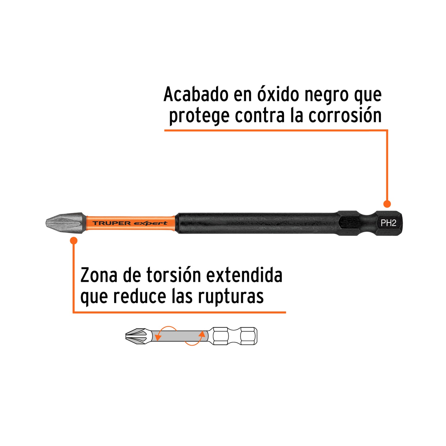 ESTUCHE CON 5 PUNTAS DE CRUZ PH2 DE IMPACTO LARGO 4" 103026 *