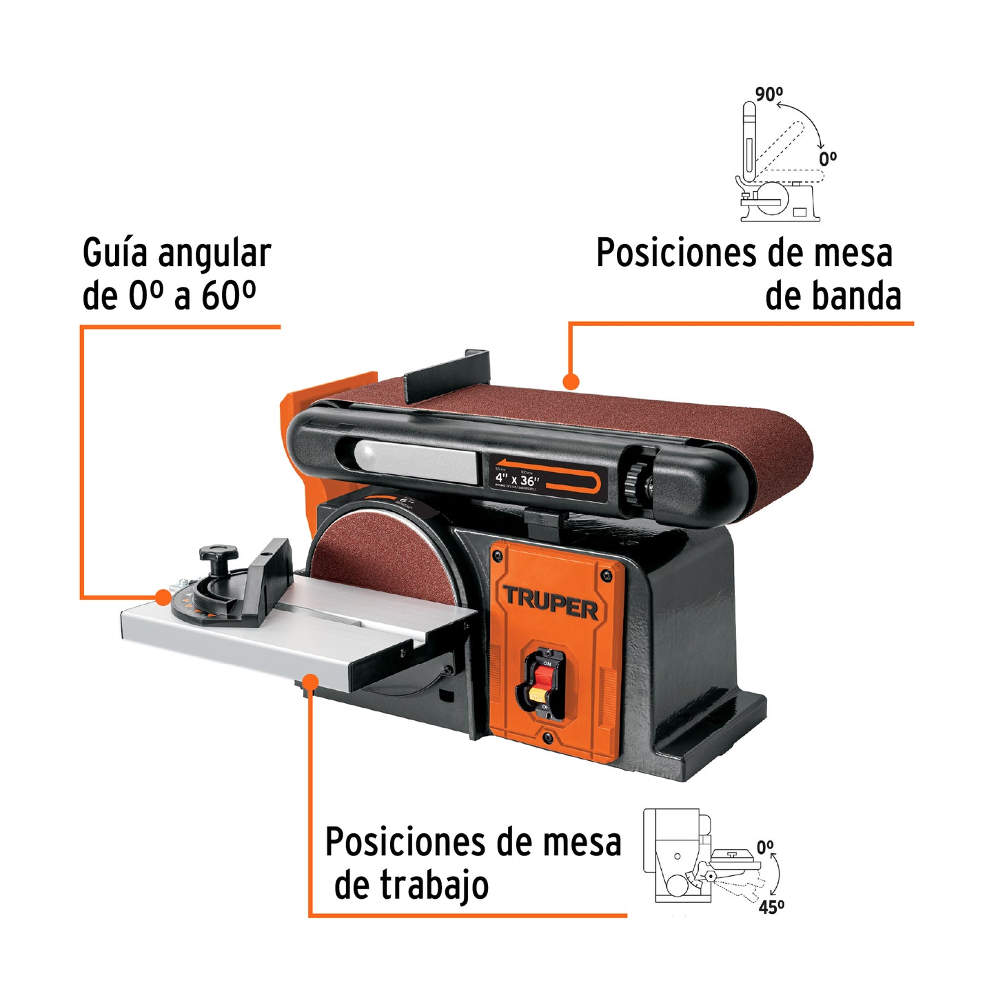 LIJADORA DE BANDA Y DISCO 4 X 6" 1/2 HP (375 W) TRUPER 12110 *
