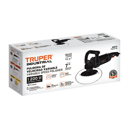 PULIDORA VELOCIDAD VARIABLE 7'', 1200W, TRUPER INDUSTRIAL 16673 *