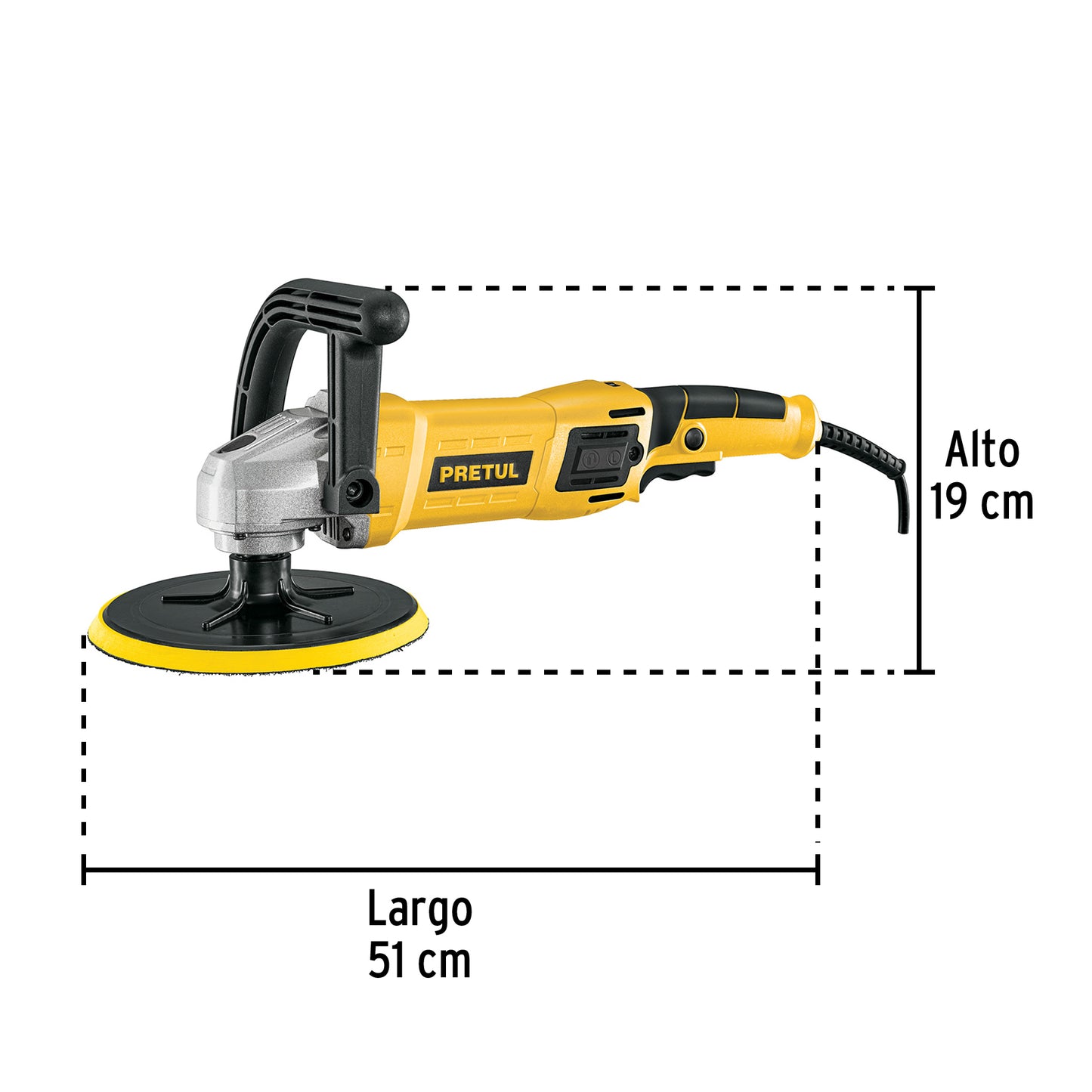 PULIDORA VELOCIDAD VARIABLE 7'' 1200W, C/ACCESORIOS, PRETUL 28151 *