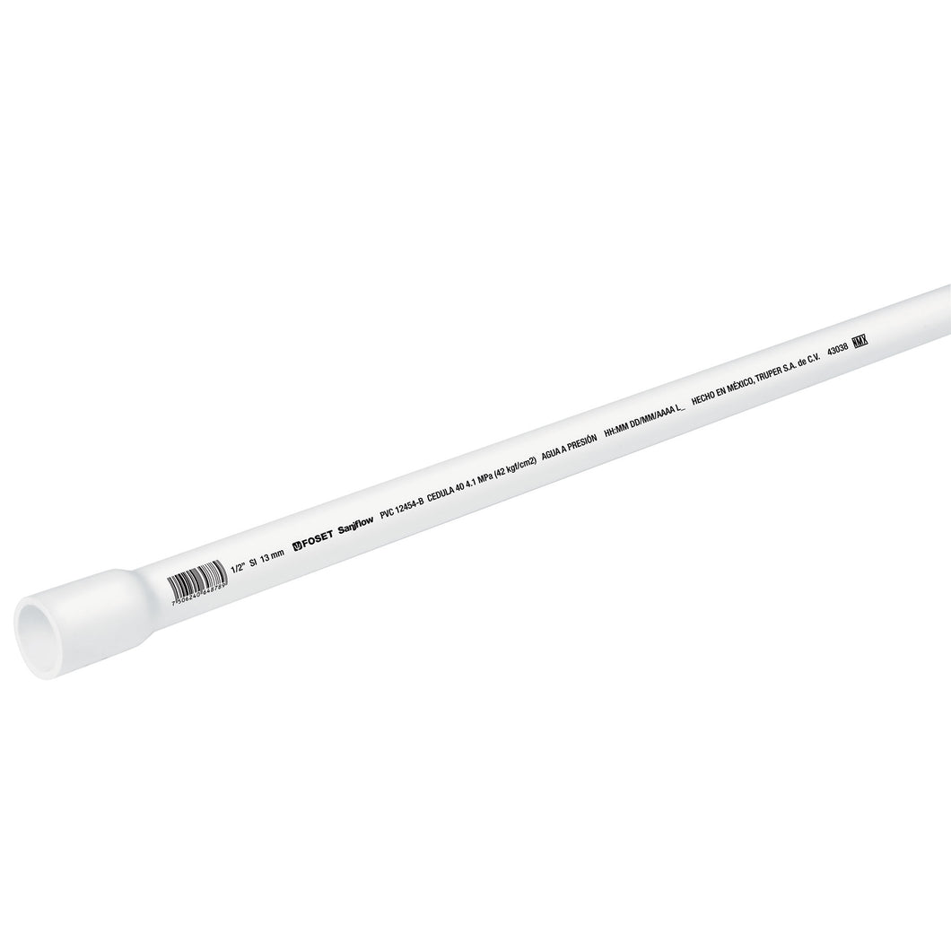 TUBO DE 3 M DE PVC DE 1/2
