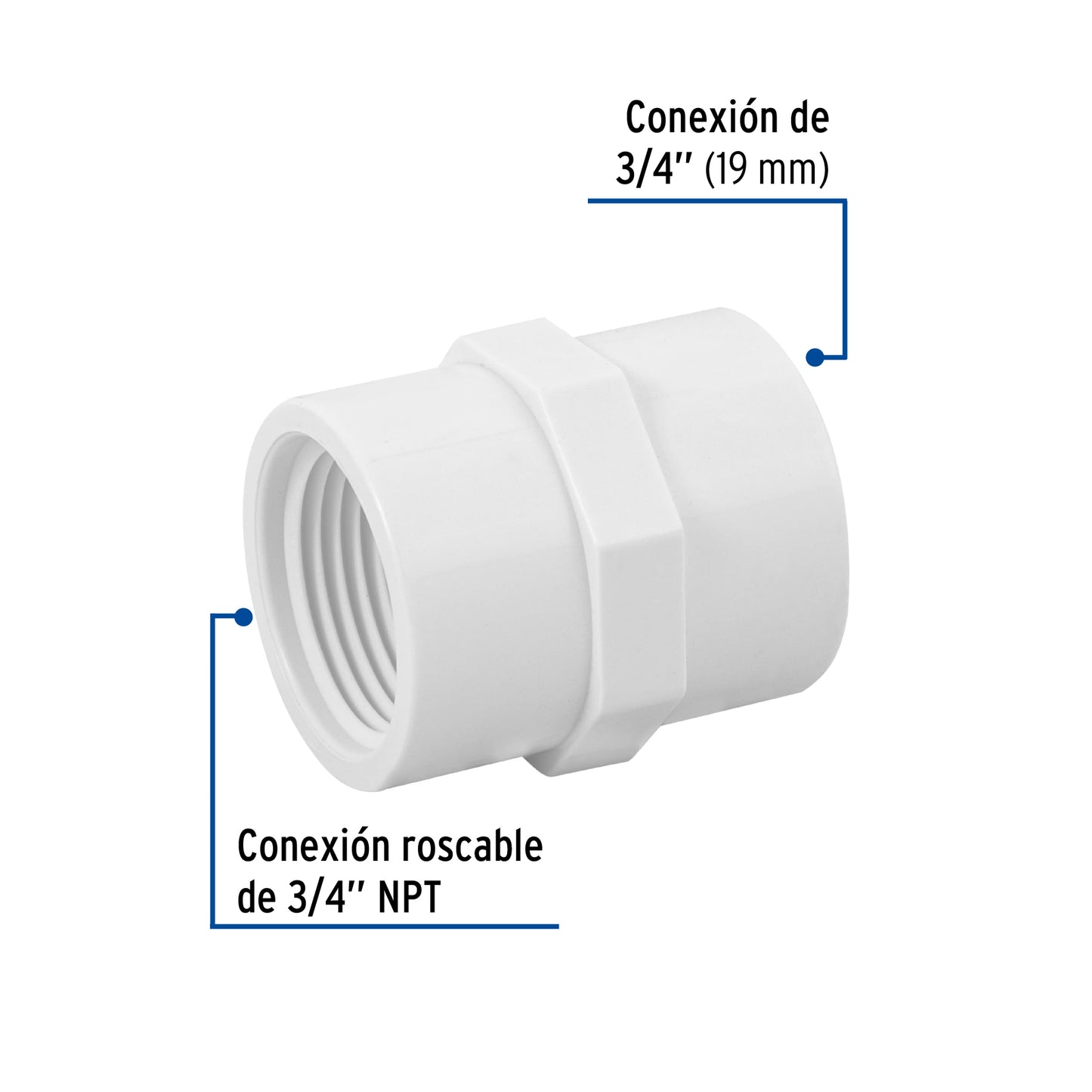 Adaptador hembra de PVC 3/4", Foset 45433 N