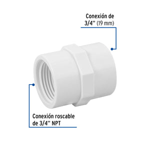 Adaptador hembra de PVC 3/4", Foset 45433 N