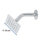 REGADERA CUADRADA 4', ACERO INOX, CON BRAZO, CROMO, TÚBIG 47734 *