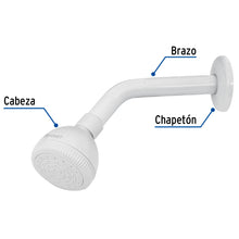 Cargar imagen en el visor de la galería, REGADERA PLÁSTICA REDONDA 2-1/2&#39; BLANCA, FOSET BASIC 49269 *
