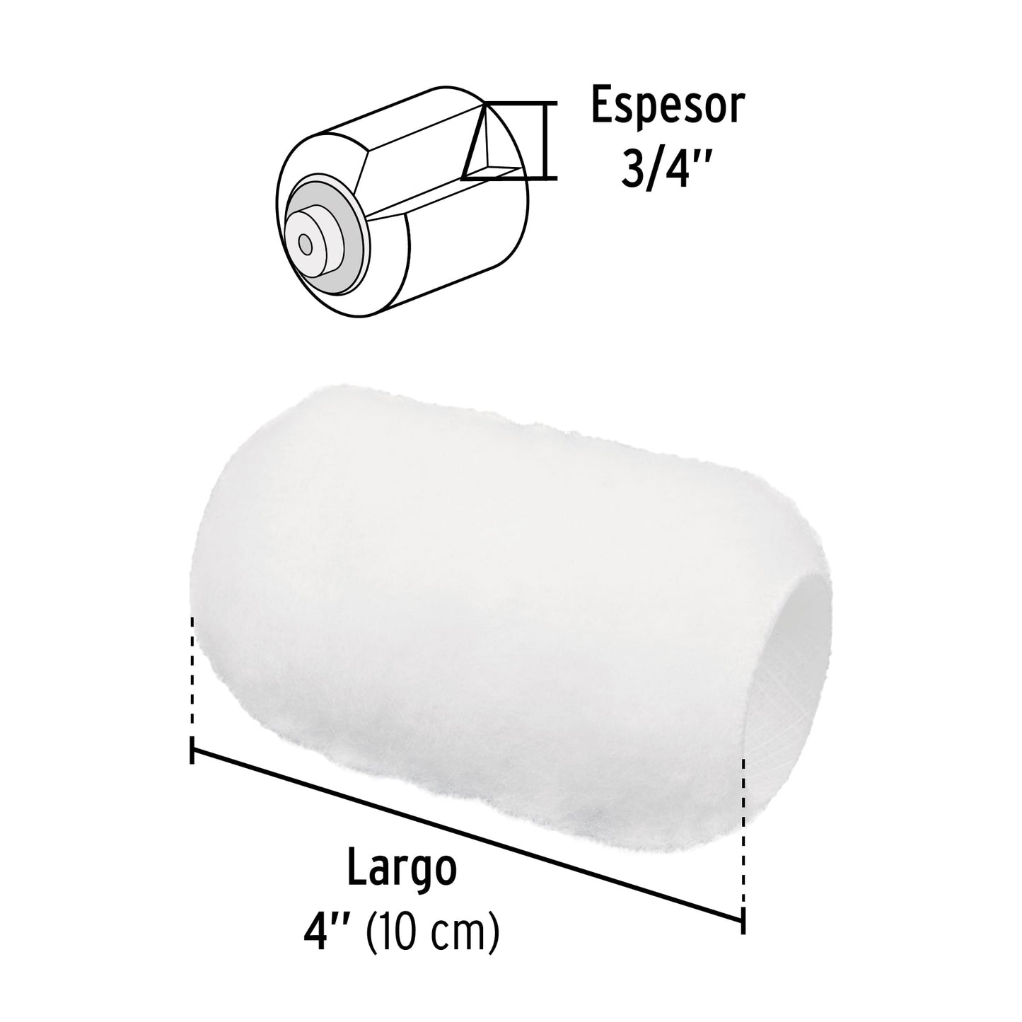 FELPA PARA MINI RODILLO POLIÈSTER 4'' X 3/4'', TRUPER 13897 P