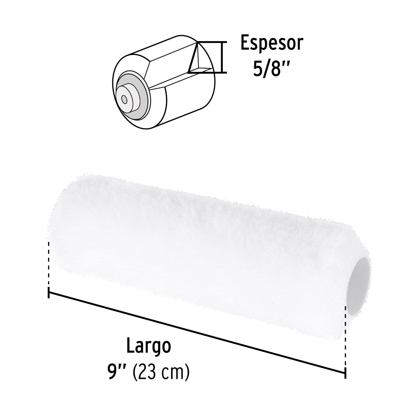 FELPA PARA RODILLO, 9 X 5/8", SUPERFICIES POCO RUGOSAS PRETUL 28042 *