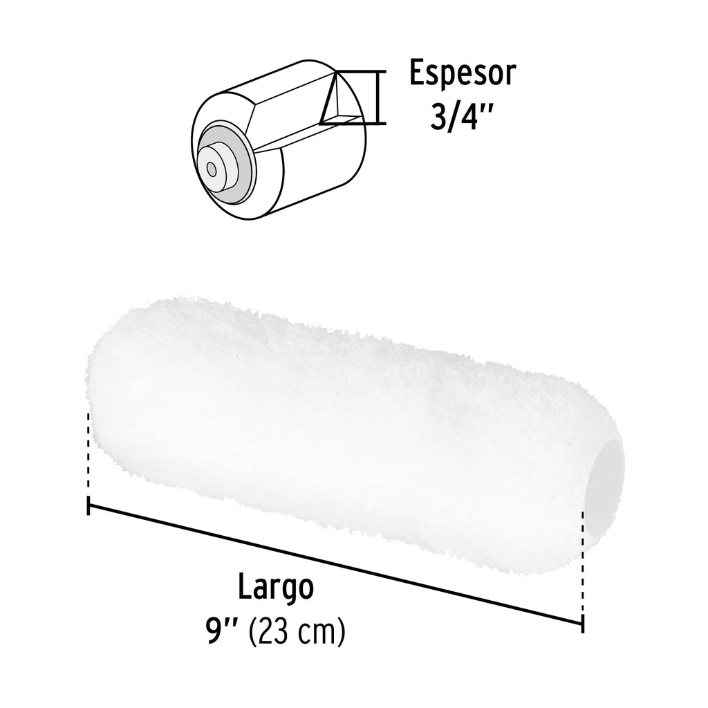 FELPA PARA RODILLO, 9 X 3/4", SUPERFICIES RUGOSAS, PRETUL 28043 P