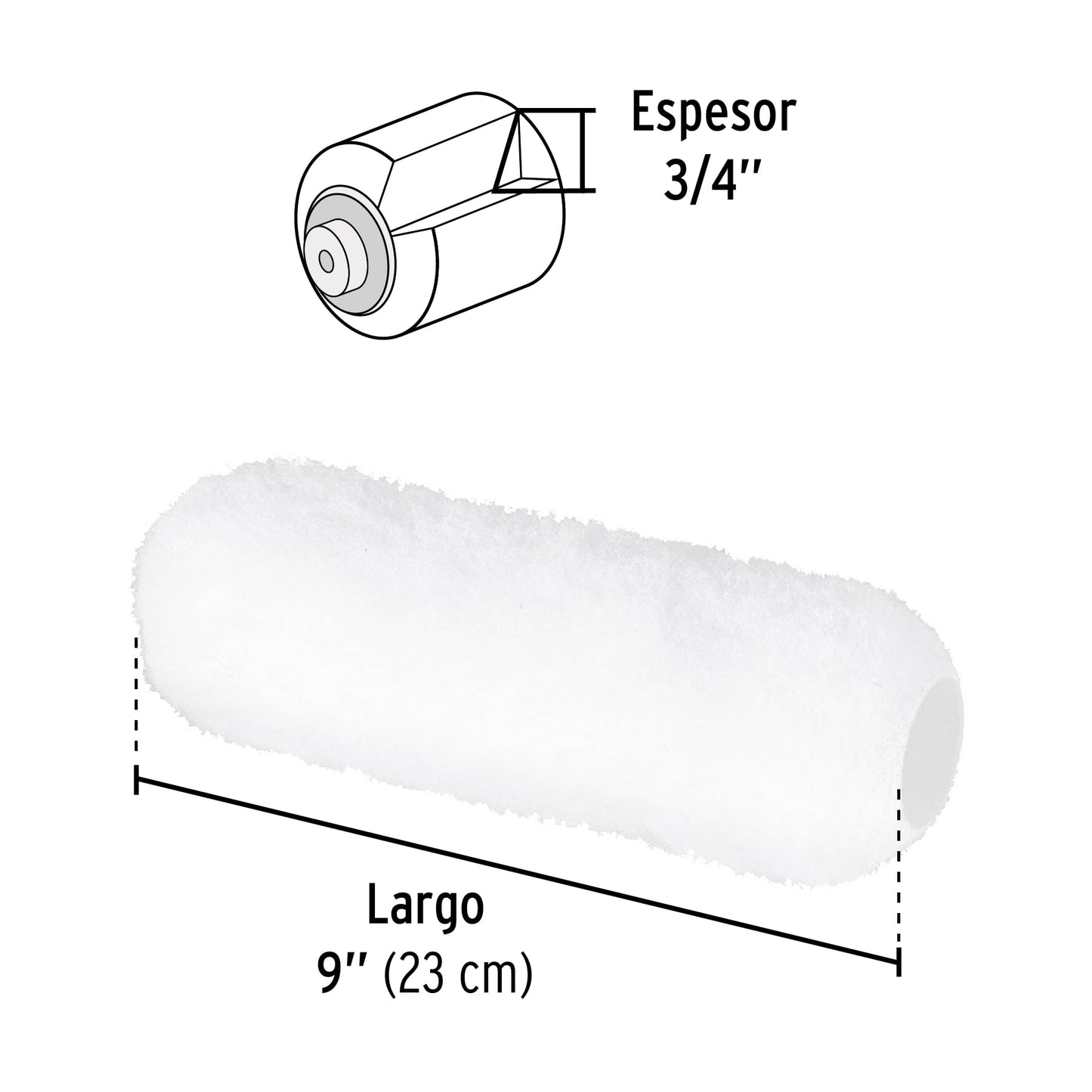 FELPA PARA RODILLO, 9 X 3/4", SUPERFICIES RUGOSAS, PRETUL 28043 P